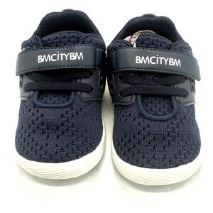 NEW BMCity Navy Kids Mesh Velcro Close Sneakers, Toddler Size 5